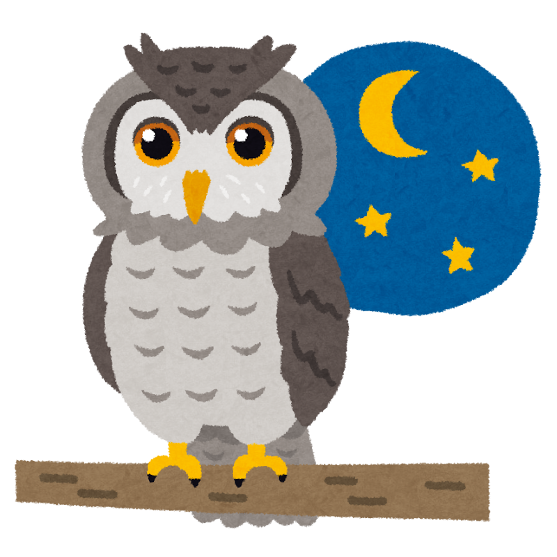 夜に活動するフクロウ